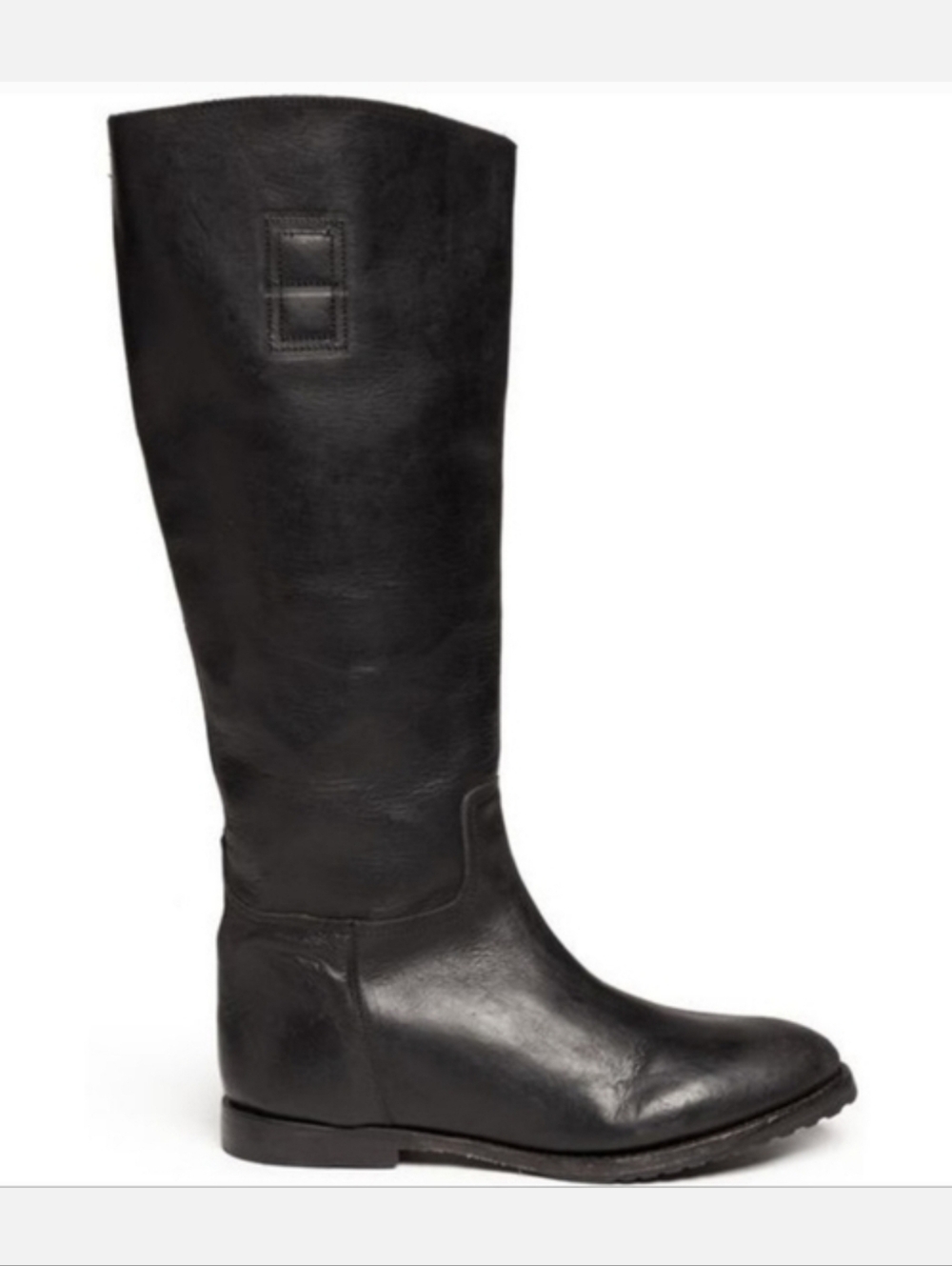 ASH Handmade Tall Leather Riding Boots Slip On Half Zip Black US9 EU39